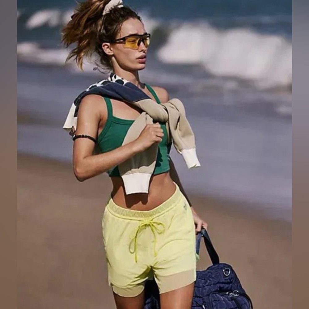 FP Movement by Free People Double Vision Mesh Shorts Citrus Yellow